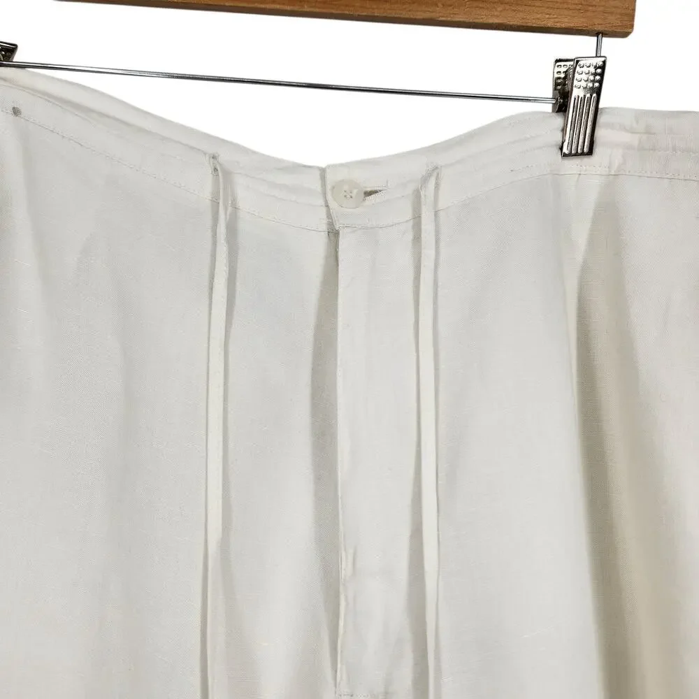 Linea Uomo White Linen Blend Trousers